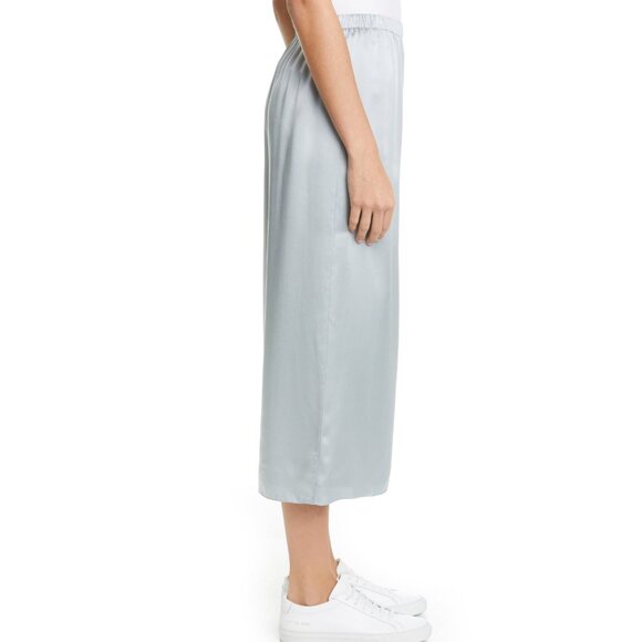 NWT Theory Silk Wide-Leg Cropped Pants, Mist Blue, Small | Light & Luxe Workwear - Picture 6 of 8